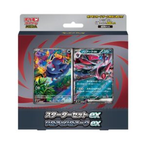 スターターセットex ゾロア&ゾロアークex
発売日 2026年 7月31日(金)
希望小売価格 1,800円(税込)
内容 <セット内容>
・デッキ(カード60枚)・・・1個
※構築デッキの性質上、同じカードが複数入っています。
※本商品は、過去のシリーズのカードが一部再録されています。
・ダメカン/マーカー・・・1シート
・ポケモンコイン・・・1枚
・プレイマット・・・1枚
・プレイヤーズガイド・・・1枚
・遊びかた説明書・・・1冊